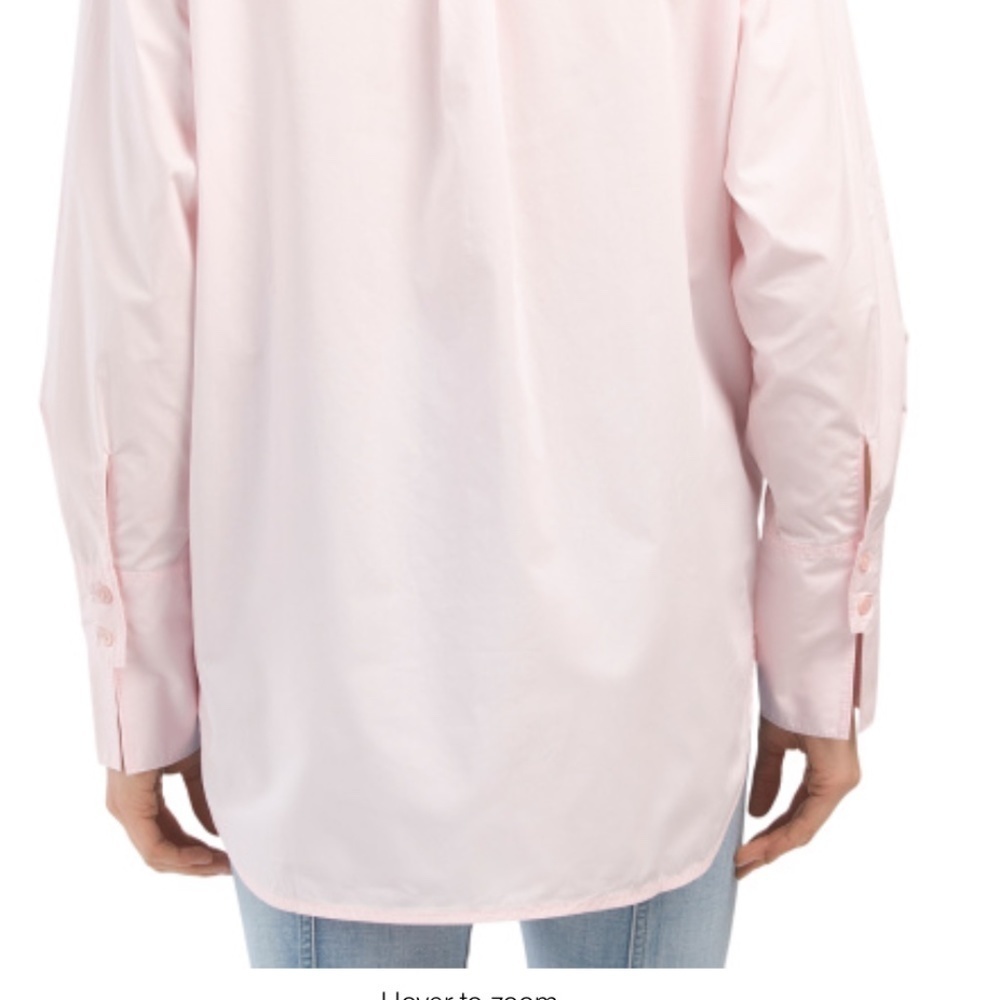 NWT REBECCA TAYLOR Button Front Light Pink Blouse oversized Cotton Size US XL - Picture 4 of 4